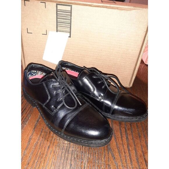 Boys Size 4 Bruno Marc Black Dress Oxford Tie Formal Shoes - Picture 2 of 7
